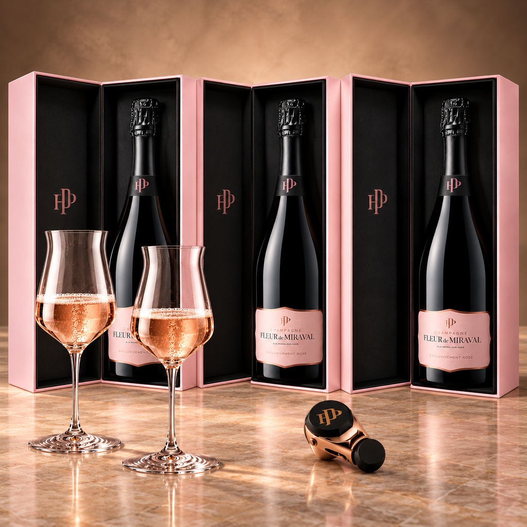 Brad Pitts Vision Champagne Fleur de Miraval ER5 - 3 Flaschen, Glas-Set & Verschluss